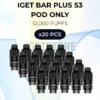 20 PCS – IGET Bar Plus S3 Pod Only 10000 Puffs